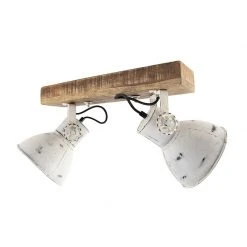 Bester Verkauf 🎉 QAZQA Industriestrahler weiß mit Mangoholz 2-hell - Mangos 🔥 -Deckenleuchten Verkaufs-Shop 1777 98842 5