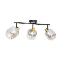 Großhandel 😀 QAZQA Plafondspot zwart met smoke glas langwerpig 3-lichts - Zuzanna 🥰 -Deckenleuchten Verkaufs-Shop 1780 105504 7