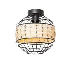 Auslauf 💯 QAZQA Oosterse plafondlamp zwart met rotan 25 cm - Emir 🧨