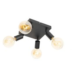 Billig 💯 QAZQA Moderne spot zwart vierkant 4-lichts - Facil 🔥 -Deckenleuchten Verkaufs-Shop 1840 105781 4