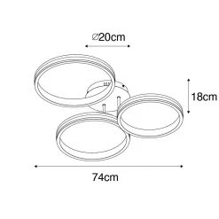 Bestes Angebot 🧨 QAZQA Deckenleuchte Stahl inkl. LED 3-Stufen dimmbar 3-Licht - Navara 🧨 19 Bestes Angebot 🧨 QAZQA Deckenleuchte Stahl inkl. LED 3-Stufen dimmbar 3-Licht - Navara 🧨 -Deckenleuchten Verkaufs-Shop 1844 104004 4