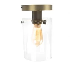 Bestes Angebot ⭐ QAZQA Moderne Deckenleuchte Bronze mit Glaskuppel 🥰 -Deckenleuchten Verkaufs-Shop 1870 97095 5