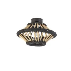 Schlussverkauf 🔥 QAZQA Ländliche Deckenleuchte Bambus mit Schwarz 30 cm - Evalin 🥰 -Deckenleuchten Verkaufs-Shop 1875 105081 11