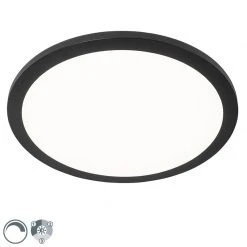 Auslauf 👍 QAZQA Deckenleuchte schwarz 40 cm inkl. LED 3-stufig dimmbar IP44 - Steve 😍