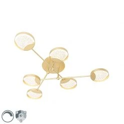 Schlussverkauf 😉 QAZQA Deckenleuchte gold inkl. LED 3-Stufen dimmbar 6 Lichter - Patrick 👏