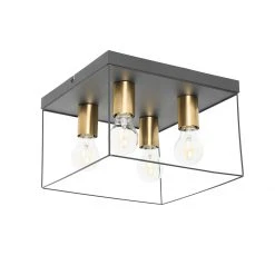 Bestes Angebot 😍 QAZQA Minimalistische plafondlamp zwart met goud 4-lichts vierkant - Kodi 💯 -Deckenleuchten Verkaufs-Shop 1949 105608 10