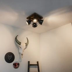 Bester Verkauf 🧨 QAZQA Industriespot Stahl mit Holz kippbar 4-Licht - Emado 🥰
