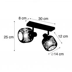 Großhandel 😍 QAZQA Industriespot schwarz mit goldenen 2-flammig - Bliss Mesh 🎁 -Deckenleuchten Verkaufs-Shop 1963 104479 4