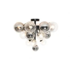 Neu 👏 QAZQA Deckenleuchte schwarz mit Rauchglas und klarem Glas 10-flammig - Bonnie ⌛ -Deckenleuchten Verkaufs-Shop 1984 104763 6