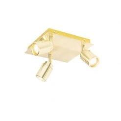 Brandneu 🌟 QAZQA Professional Moderne badkamer spot messing vierkant 3-lichts IP44 - Ducha 🧨
