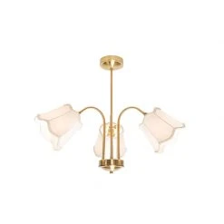 Budget 🤩 QAZQA Klassische Deckenleuchte aus Messing mit weißem Lampenschirm 3-flammig - Nona 👏 -Deckenleuchten Verkaufs-Shop 1991 104404 9