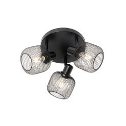 Billig 👍 QAZQA Industriespot schwarz 3-flammig - Bliss Mesh 🧨 -Deckenleuchten Verkaufs-Shop 2010 104480 8