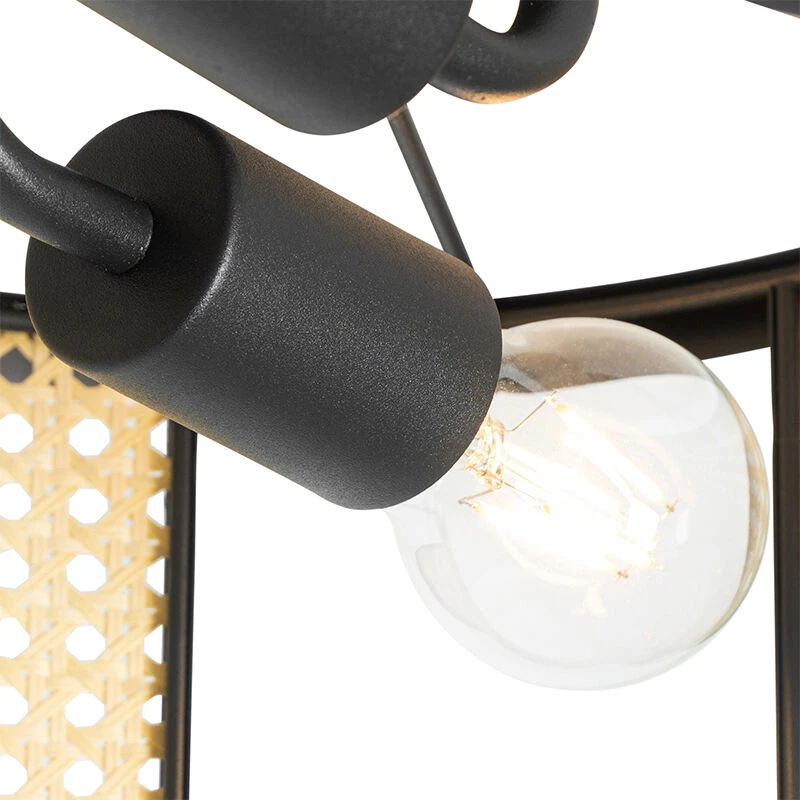 Am billigsten 😉 QAZQA Retro-Deckenleuchte schwarz mit Rattan 40 cm - Akira 💯 7 Am billigsten 😉 QAZQA Retro-Deckenleuchte schwarz mit Rattan 40 cm - Akira 💯 – Bild 7