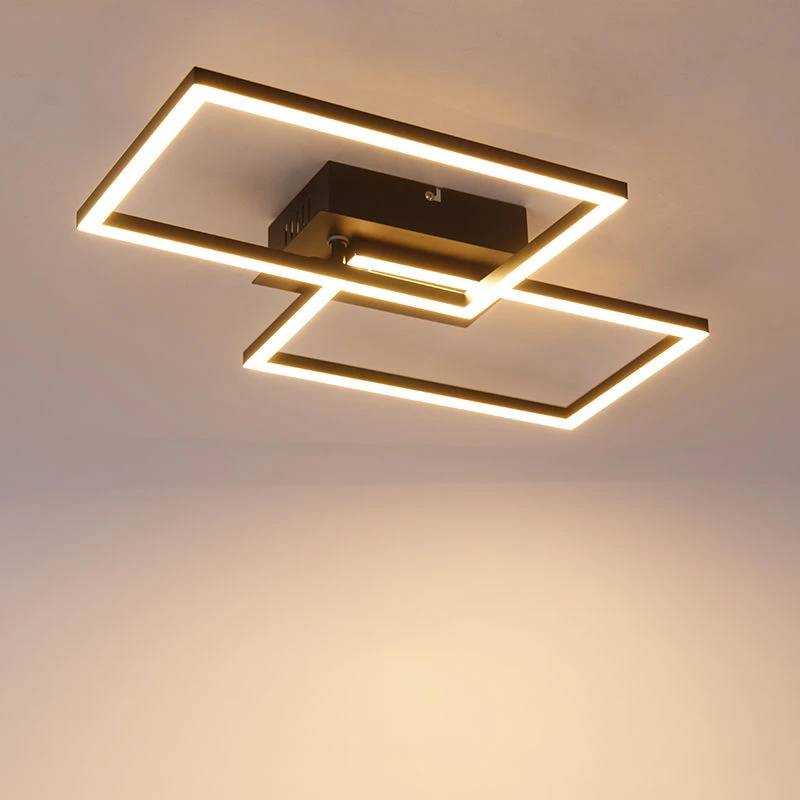 Budget 🔔 QAZQA Deckenleuchte quadratisch schwarz 3-stufig dimmbar - Plazas Novo 👍 11 Budget 🔔 QAZQA Deckenleuchte quadratisch schwarz 3-stufig dimmbar - Plazas Novo 👍 – Bild 11