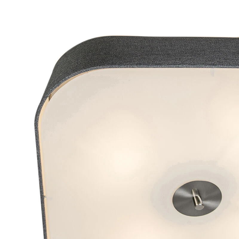 Billig 🎉 QAZQA Deckenleuchte quadratisch grau 50 cm - Drum deluxe Jute 🧨 6 Billig 🎉 QAZQA Deckenleuchte quadratisch grau 50 cm - Drum deluxe Jute 🧨 – Bild 6