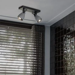 Bester Verkauf 🔥 QAZQA Industriestrahler grau Beton 2-flammig - Creto 🤩