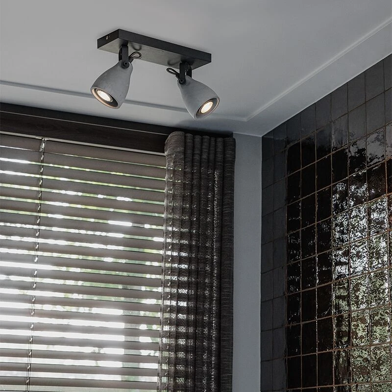 Bester Verkauf 🔥 QAZQA Industriestrahler grau Beton 2-flammig - Creto 🤩 1 Bester Verkauf 🔥 QAZQA Industriestrahler grau Beton 2-flammig - Creto 🤩