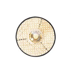 Bestes Angebot 🔔 QAZQA Country Decken- und Wandleuchte schwarz mit Rattan 25 cm - Kata 🎉 -Deckenleuchten Verkaufs-Shop 2112 105551 6