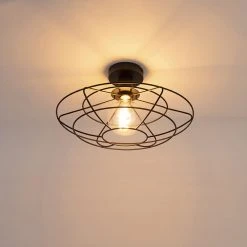 Schlussverkauf 🧨 QAZQA Vintage Deckenleuchte mit Drahtlampenschirm 37cm schwarz - Laurent 🔔 22 Schlussverkauf 🧨 QAZQA Vintage Deckenleuchte mit Drahtlampenschirm 37cm schwarz - Laurent 🔔 -Deckenleuchten Verkaufs-Shop 2116 97359 10