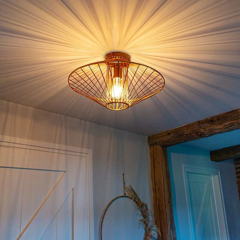 Billig 😍 QAZQA Design-Deckenleuchte Kupfer - Zahra 😉 1 Billig 😍 QAZQA Design-Deckenleuchte Kupfer - Zahra 😉