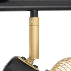 Budget 🌟 QAZQA Industriespot schwarz mit goldenen 4-Lichtern - Bliss Mesh 🔥 -Deckenleuchten Verkaufs-Shop 2132 104483 7