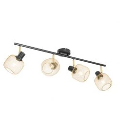 Budget 🌟 QAZQA Industriespot schwarz mit goldenen 4-Lichtern - Bliss Mesh 🔥 -Deckenleuchten Verkaufs-Shop 2138 104483 2