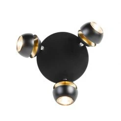 Angebote ⭐ QAZQA Moderner Spot 3-Flammig schwarz mit goldener Innenseite - Buell Deluxe 🌟 -Deckenleuchten Verkaufs-Shop 2142 97928 8
