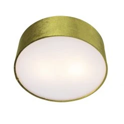 Bestes Angebot 🥰 QAZQA Deckenleuchte grün 30 cm mit goldener Innenseite - Drum 🎉 -Deckenleuchten Verkaufs-Shop 2156 105477 5