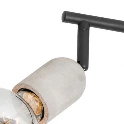 Besorgen 👏 QAZQA Industriedeckenfleck schwarz mit Beton 4-Licht - Pedra 🔔 -Deckenleuchten Verkaufs-Shop 2160 103169 3