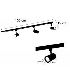 Coupon 🥰 QAZQA Modernes 1-Phasen Schienensystem mit 3 Spots schwarz - Jeana 👏 -Deckenleuchten Verkaufs-Shop 2167 94922 3