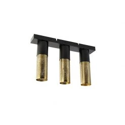 Top 10 👍 QAZQA Industrielle Deckenlampe schwarz mit goldenem länglichem 3-Licht - Raspi 👏 -Deckenleuchten Verkaufs-Shop 2173 104457 10