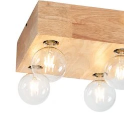 Coupon 💯 QAZQA Land Deckenleuchte Holz 4-Licht - Block ✔️ -Deckenleuchten Verkaufs-Shop 2178 103024 6