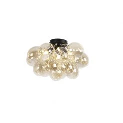 Rabatt 👏 QAZQA Design Deckenleuchte schwarz mit Braunglas 4 Lampen - Uvas 🌟