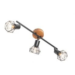 Bestpreis ❤️ QAZQA Spot zwart met hout draai- en kantelbaar 3-lichts - Mosh ✨ -Deckenleuchten Verkaufs-Shop 2201 105639 7