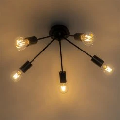 Beste Bewertungen von 👍 QAZQA Art Deco Deckenleuchte schwarz 5-flammig - Facil 😉 -Deckenleuchten Verkaufs-Shop 2214 104040 11