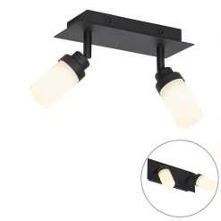 Bester Verkauf 😀 QAZQA Moderne badkamer spot zwart 2-lichts IP44 - Japie 🔔
