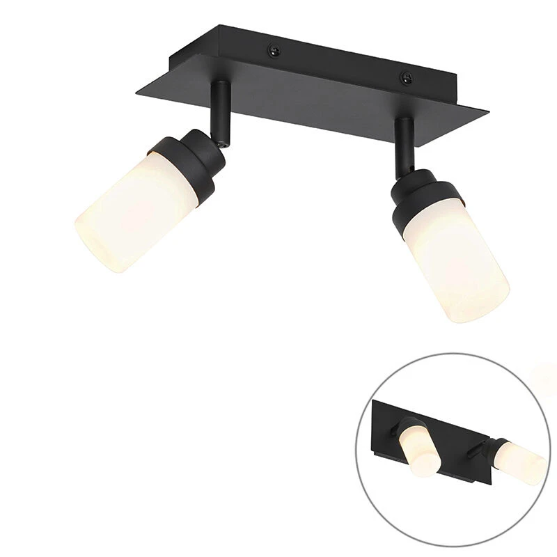 Bester Verkauf 😀 QAZQA Moderne badkamer spot zwart 2-lichts IP44 - Japie 🔔 1 Bester Verkauf 😀 QAZQA Moderne badkamer spot zwart 2-lichts IP44 - Japie 🔔