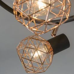 Schlussverkauf ⭐ QAZQA Moderner schwarzer Deckenstraher mit kupfer 3 flammig - Mesh 🔔 -Deckenleuchten Verkaufs-Shop 2238 92290 7