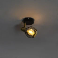 Angebote 🎉 QAZQA Art Deco Spot Gold mit Rauchglas - Vidro 😉 -Deckenleuchten Verkaufs-Shop 2244 102482 9