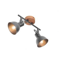 Rabatt ✨ QAZQA Industrie-Spot schwarz mit Holz neigbar 2-flammig - Tommy ✔️ -Deckenleuchten Verkaufs-Shop 2274 105644 8