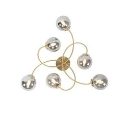 Neu 🥰 QAZQA Moderne Deckenleuchte Gold 6-Lichter mit Rauchglas - Athen 🤩 -Deckenleuchten Verkaufs-Shop 2331 103134 9