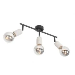 Aktion 🤩 QAZQA Industriefleck schwarz mit Beton 3-Licht - Pedra 🛒 -Deckenleuchten Verkaufs-Shop 2331 103166 2