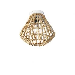 Schlussverkauf 🧨 QAZQA Ländliche Deckenlampe Bambus mit Weiß - Canna Diamond 😍