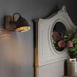 Bestpreis 🧨 QAZQA Industriespot rostbraun mit Holz kippbar - Gina ✔️ -Deckenleuchten Verkaufs-Shop 2416 96672 14