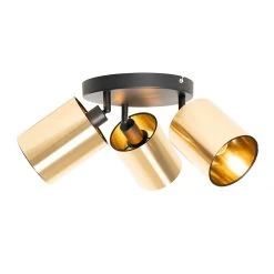 Beste Bewertungen von 💯 QAZQA Moderne spot zwart met goud 3-lichts - Lofty ✔️ -Deckenleuchten Verkaufs-Shop 2466 105419 8