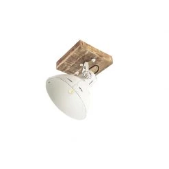 Rabatt 🛒 QAZQA Industriespot weiß mit Mangoholz 30 cm - Mangos 👏 -Deckenleuchten Verkaufs-Shop 2473 98844 11