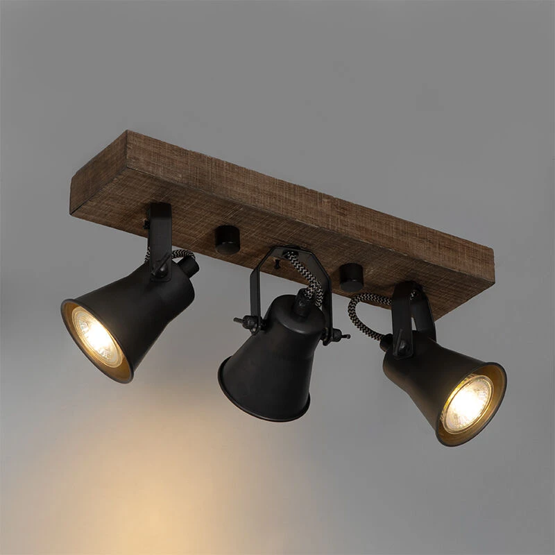 Rabatt 🌟 QAZQA Ländliche Deckenlampe schwarz mit Holz 3-flammig - Jelle 😉 12 Rabatt 🌟 QAZQA Ländliche Deckenlampe schwarz mit Holz 3-flammig - Jelle 😉 – Bild 12