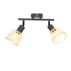 Auslauf 🌟 QAZQA Orientalischer Spot schwarz mit Bambus 2-flammig - Rayan 🔔 -Deckenleuchten Verkaufs-Shop 2523 105625 10