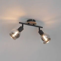 Besorgen 🔥 QAZQA Deckenleuchte schwarz mit Rauchglas und Holz 2-flammig - Vidro 👍 24 Besorgen 🔥 QAZQA Deckenleuchte schwarz mit Rauchglas und Holz 2-flammig - Vidro 👍 -Deckenleuchten Verkaufs-Shop 2560 105596 11