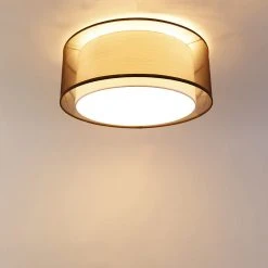 Am billigsten 😉 QAZQA Moderne Deckenleuchte braun mit weiß 50 cm 3-flammig - Drum Duo ✨ -Deckenleuchten Verkaufs-Shop 2564 104412 7